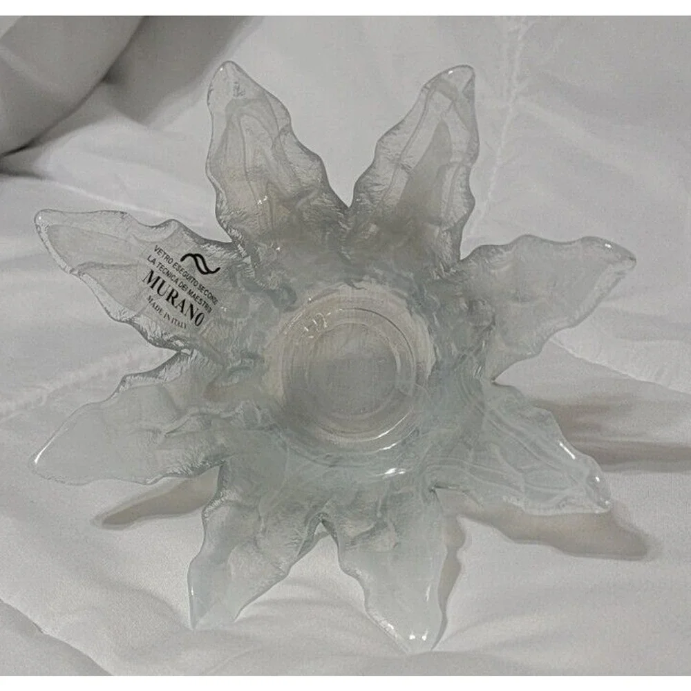 VTG ORIGINAL‎ MURANO HANDBLOWN GLASS FLOWER VASE/BOWL PLANTER WHITE - ITALY